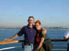 Kathy and I on the ship with Istanbul in the background.   wjlkll