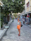 kathy on a quiet side street in Athens