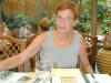 Picture of Kathy at out door restaurant in Athens