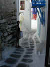 narrow street in Mykonos Greece